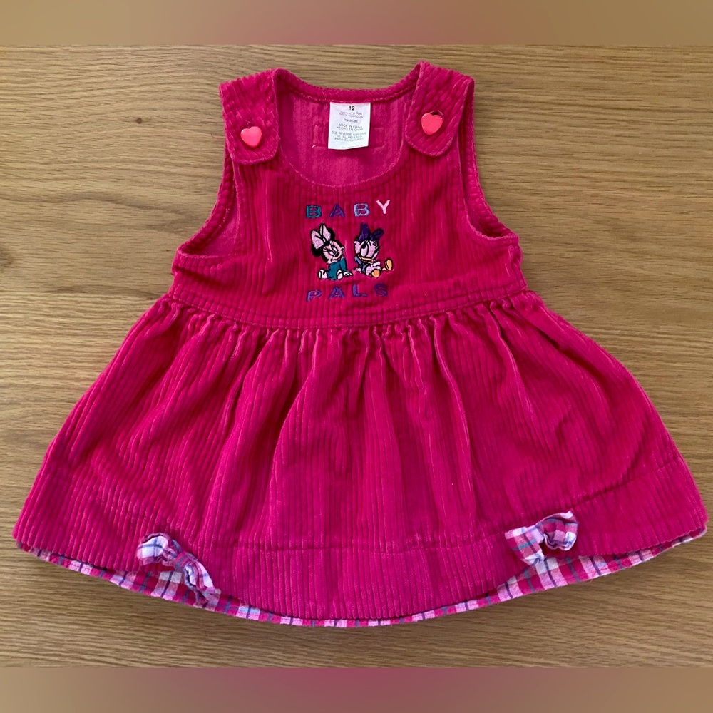 Baby Minnie and Daisy corduroy overall dress